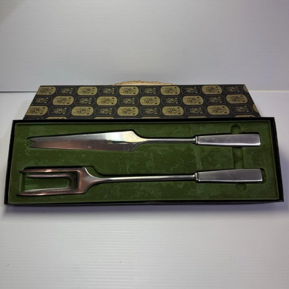 Capri Italy Stainless Carving Knife And‎ Fork * In Original Box Vintage MCM*